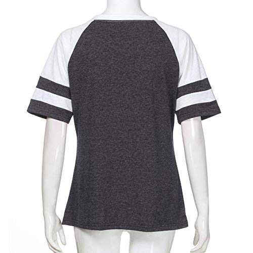 Stitching Long Sleeve t-Shirt, Fashion Women Ladies Long Sleeve Splice Blouse Tops Clothes T Shirt Duseedik - Thumbnail 3