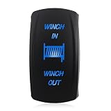 WATERWICH 7 pin Momentary Winch In Out Rocker Toggle Switch Waterproof DC 20A 12V/10A 24V Black Shell/ON-OFF-ON DPDT illuminated Rocker Switch For Auto Truck Boat Marine (Winch In Out Switch)