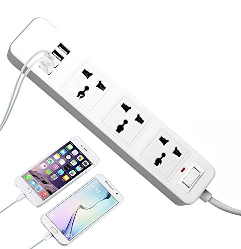 ProSense Power Strip Surge Protector, 3 Way Outlets 4 USB Ports of 6.5ft (2meters) Extension cords for PCs, Iphone, iPad, iPod, Smart Phone etc