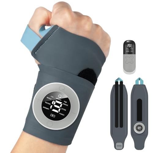 EMS Wrist Massager, Wireless Hand Massager with Heat, 6 Modes/19 Intensity, Wrist Support for Tendonitis and Carpal Tunnel Syndrome, Left/Right Bandages