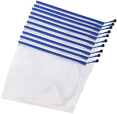 A4 Size PVC Waterproof Zippered Mesh File Bags, Zipper File Paper Document Folder Bags Storage Pouch