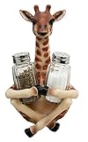 Ebros Gift Safari Adorable Giraffe Far Reach Salt And Pepper Shakers Holder Figurine With Glass Shakers Kitchen Dining Home Decor Sculpture Table Top Bar Centerpiece Figurine For Fans Of Giraffes
