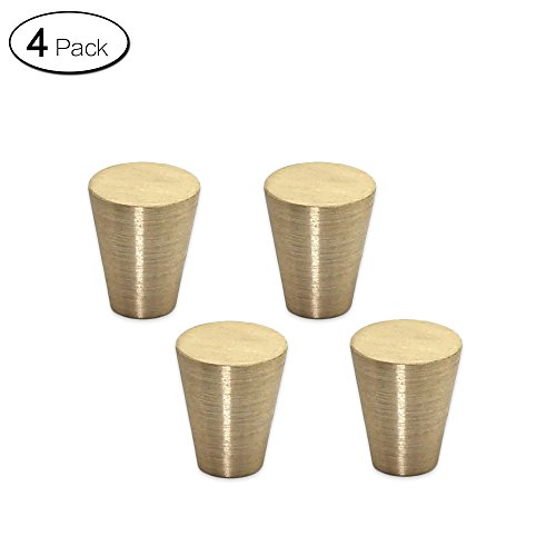 Zhi Jin 4Pcs Premium Copper Solid Cabinet Knobs Handle Cone Shoe Book Drawer Knob Set Brushed Gold