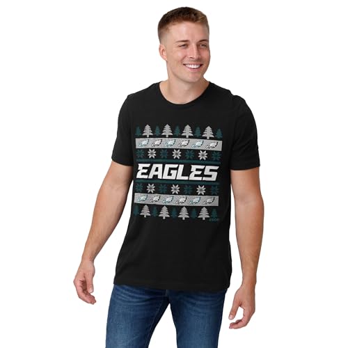 FOCO Philadelphia Eagles NFL Mens Holiday Sweater T-Shirt - Black - XXL