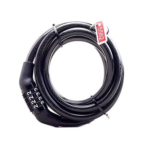 Bike Lock Cable Resettable Self Coiling Cycling Security Bicycle Locks with 4-Digit Combination Lightweight Bike Chain Lock (Black) - Thumbnail 2