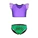 Little Girls Sports Vest with Fin Swimmable Mermaid Tail Swimsuit Costume, Purple, 130(7-8Y)