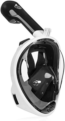 SeaFin Mask - New 2017 Full Face Snorkel Mask Technology. Mouthpiece-Free Design. Anti-Leaking, Anti-Fogging. GoPro Compatible. Adult & Youth Sizing.