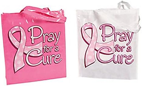 Pink Ribbon Breast Cancer Awareness Tote Bags - Pray For A Cure (2 bags)