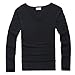 Zbrany Men's Fitted Tops Scoop Neck Long Sleeve T Shirts With Cut Off Border Colour Black Size L