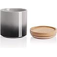 Sweejar Ceramic Food Storage Jar, Stackable Kitchen Canisters, Containers with Airtight Seal Wooden Lid for Serving Ground Coffee, Tea, Sugar, Salt and More - 16 Fl Oz (Gradient Gray)