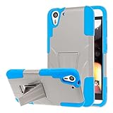 HTC Desire Eye Case, MPERO IMPACT X Series Dual Layered Tough Durable Shock Absorbing Silicone Polycarbonate Hybrid Kickstand Case for Desire Eye [Perfect Fit & Precise Port Cut Outs] - Blue / Gray