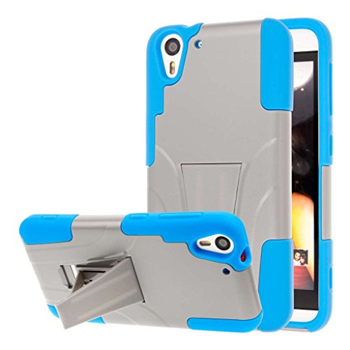 HTC Desire Eye Case, MPERO IMPACT X Series Dual Layered Tough Durable Shock Absorbing Silicone Polycarbonate Hybrid Kickstand Case for Desire Eye [Perfect Fit & Precise Port Cut Outs] - Blue / Gray
