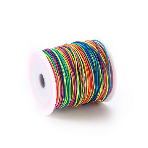 Bingcute 1.0MM Rainbow Elastic Cord Beading Threads Stretch String Fabric Crafting Cords for Jewelry Making, 100 Yard (Rainbow) - Thumbnail 4