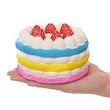 Aolige Jumbo Squishy Colorful Round Strawberry Cake Cream Scented Squishies Slow Rising Birthday Decompression Squeeze Toys Collection Stress Relief Toy Toy Hop Props, Decorative Props Large