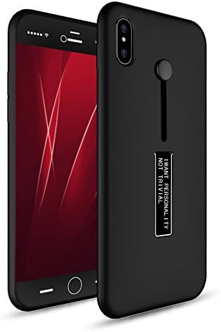 iPhone X Case,Meishiya Finger Hand Loop Strap Case Ring Holder Grip Holds Device 2 in 1, Shockproof Slim Fit Dual Layer Protection Hybrid Cover Case for Apple 5.8" iPhone X / iPhone 10 (Black)