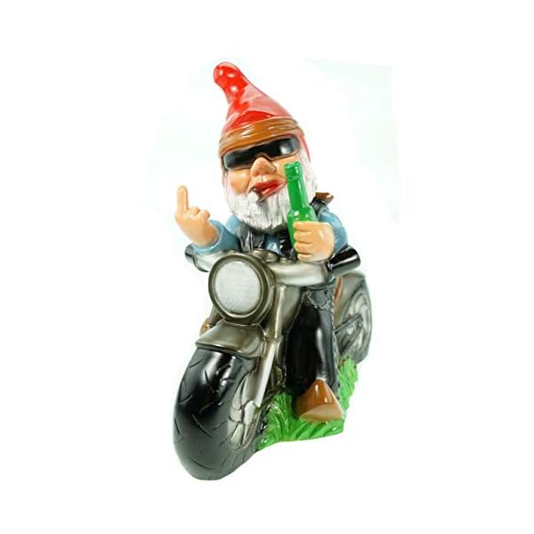 Esculturas Y Estatuas De Jardin Enano De Jardin Rocker En Moto Pvc