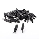 uxcell CCTV 2.1mm x 5.5mm Plastic DC Power Male Jack Adapter Connector Black 30pcs