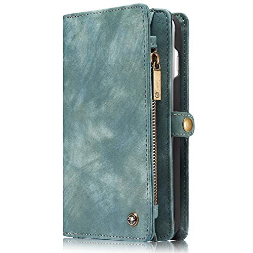 For Iphone 7 Leather Wallet Magnetic Phone Case Detachable Protective Case with Card Holder Folio Flip Cover, Blue