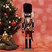 Christmas Holiday Wooden Ethnic Nutcracker Figure Soldier with Traditional Blue and Red Uniform Jacket with Sword and Fur Hat, Gold Tassel Details Large, 15 Inch