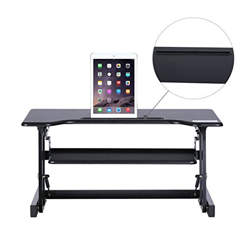 DEVAISE Height Adjustable Standing Desk Converter with Keyboard Tray, Black - Thumbnail 5