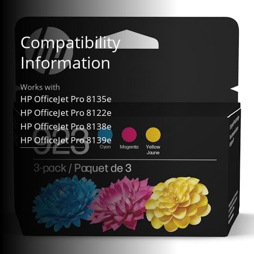 HP 923 Cyan/Magenta/Yellow Standard Yield Ink Cartridges, 3/Pack (6C3Y4LN)