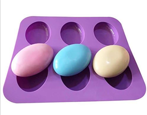 Hegogo-6 Cavity Oval Shaped Glossy Silicone Mold for Soap, Cake, Bread, Cupcake, Cheesecake, Cornbread, Muffin, Brownie, and More DIY Tray Mould Silicone Party maker