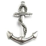 20 Anchor with Rope Charms silver tone