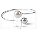 TQS Imitation Pearl Bracelet Bangle Cuff Adjustable Plated Silver Bangles for Mom
