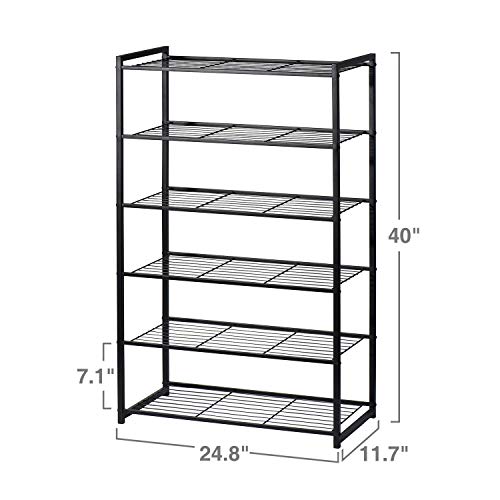 image for HOUSE DAY 6 Tier Shoe Rack Organizer Entryway Shoe Storage, Black Shoe