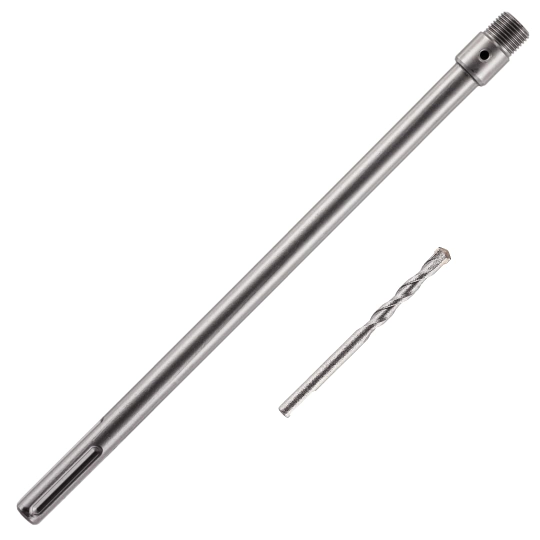 Rennie Tool Company 400mm SDS Max Adapter and Tungsten Carbide Drill Bit - 8mm Pilot Drill for TCT Core Drill, Carbide Tipped Drill Bit For Concrete, Masonry, Brick and Aerated Block