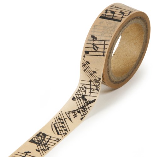 Darice 1217-111 washi tape roll, 5/8 by 315-inch, music