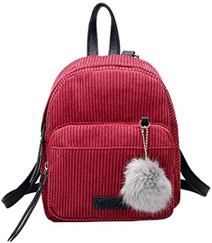 Lolittas Small Mini Fashion Backpack School Bag for Women Girls,Furry Smart Lightweight Shoulder Crossbody Sling Slim Strap Student (Red)
