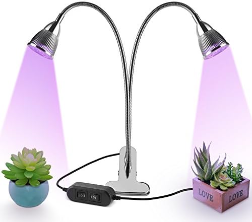 Dual Head LED Plant Grow Light,10W 360° Flexible Indoor Grow Light Plant Grow Lamp with Controllable Luminious Level for Indoor Plants, Hydroponic Gardening, Greenhouse, Office [UPGRADED 2018]