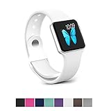 Apple Watch Band - e6Hope Soft Silicone Replacement iWatch Strap for Apple Watch Series 1,Series 2,Series 3 (White, 38mm - S/M)