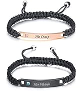 MJartoria Personalized Couples Bracelets, Custom Matching Bracelets for Couples His and Hers, Han...