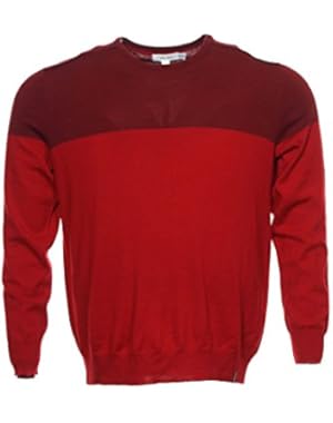 Calvin Klein Men's Burgundy Two Tone Crew Neck Sweater