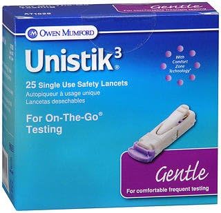 Unistik 3 Gentle Safety Lancets 30 G - 25 lancets, Pack of 4