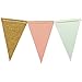 Ling's moment Paper Triangle Bunting Banner Flags, Boho Chic Pennant Banner Garland for Wedding, Baby Nursery, Bridal Shower, Birthday, Event & Party Supplies, 15pcs Flags(Mint+Coral+Gold Glitter)