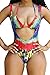 Viottiset Women's Halter Brazilian Sexy Thong Bikini Strappy 2 Piece Swimsuit Push Up Mutli-Color Large
