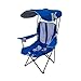 Kelsyus Premium Portable Camping Folding Outdoor Lawn Chair w/50+ UPF Canopy, Cup Holder, & Carry Strap, for Sports, Beach, Lake, Blue & Gray (2 Pack)