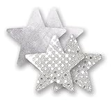 Nippies Silver Sequin Metallic Star Waterproof Self Adhesive Nipple Cover Pasties 2 Pairs