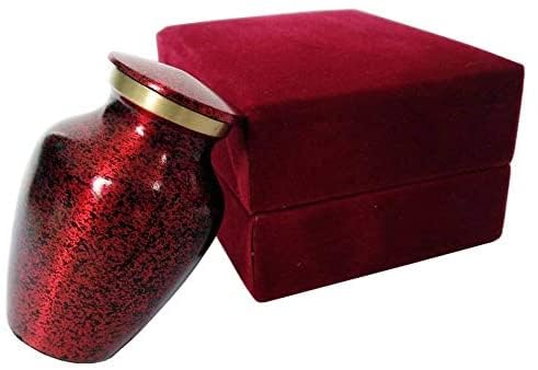 Mini Urn for Human Ashes small Red Urn Keepsake Token Cremation urns with Box Metal Sharing Personal Funeral Urn for Pet or Human Ashes
