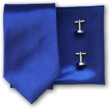 Kingsquare Solid Color Men's Tie, Pocket Square, and Cufflinks matching set