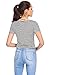 Verdusa Women's Short Sleeve Button-Up Fitted Casual Striped Crop T-Shirt Top Black White S