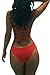 Viottiset Women's Cute Bandage Criss Cross One Piece Cut Out Push Up Backless Halter Monokini Swimsuit Bathing Suit Swimwear Red M