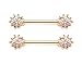 14GA Clear CZ Flower Cluster Nipple Barbells Sold as a Pair (Gold Tone)