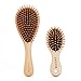 CHOSIN Wooden Paddle Hair Brush + Mini Travel Brush Natural Wood Bristles Detangling Hairbrush for Women Mens and Kids Removing Knots Smoothing Hair and Improve Hair Texture