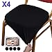 Voilamart Dining Chair Seat Covers Stretch Removable Washable Dining Chair Cover Slipcovers Soft Chair Protectors Chair Seat Cushion Slipcovers - Pack of 4, Black