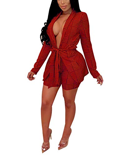 Women Floral Print Ponte Long Sleeve Blazer Shorts Outfit 2 Pieces Suit Set