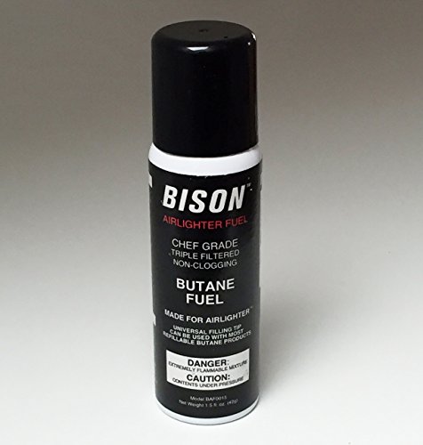 Bison Airlighter Fuel - 3 Pack (1.5 fl oz per canister) Triple Filtered Butane for Use with the Airlighter or Other Cooking Torches
